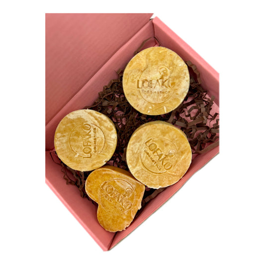Coffret Saint-Valentin LOFAKO – 3 savons Curcuma + 1 offert
